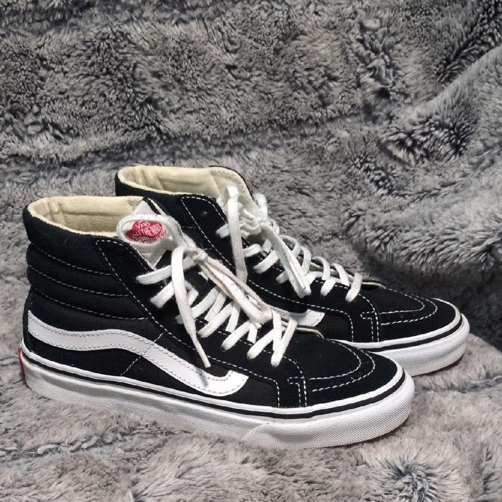 Vans Black and White High-Top Sneakers Kids Sz 3.5​